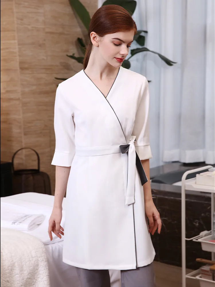 Spring Hospital Doctor's Lab Coats Female Beautician Spa Uniforms Technician Health Fashion Beauty Salon Dress s