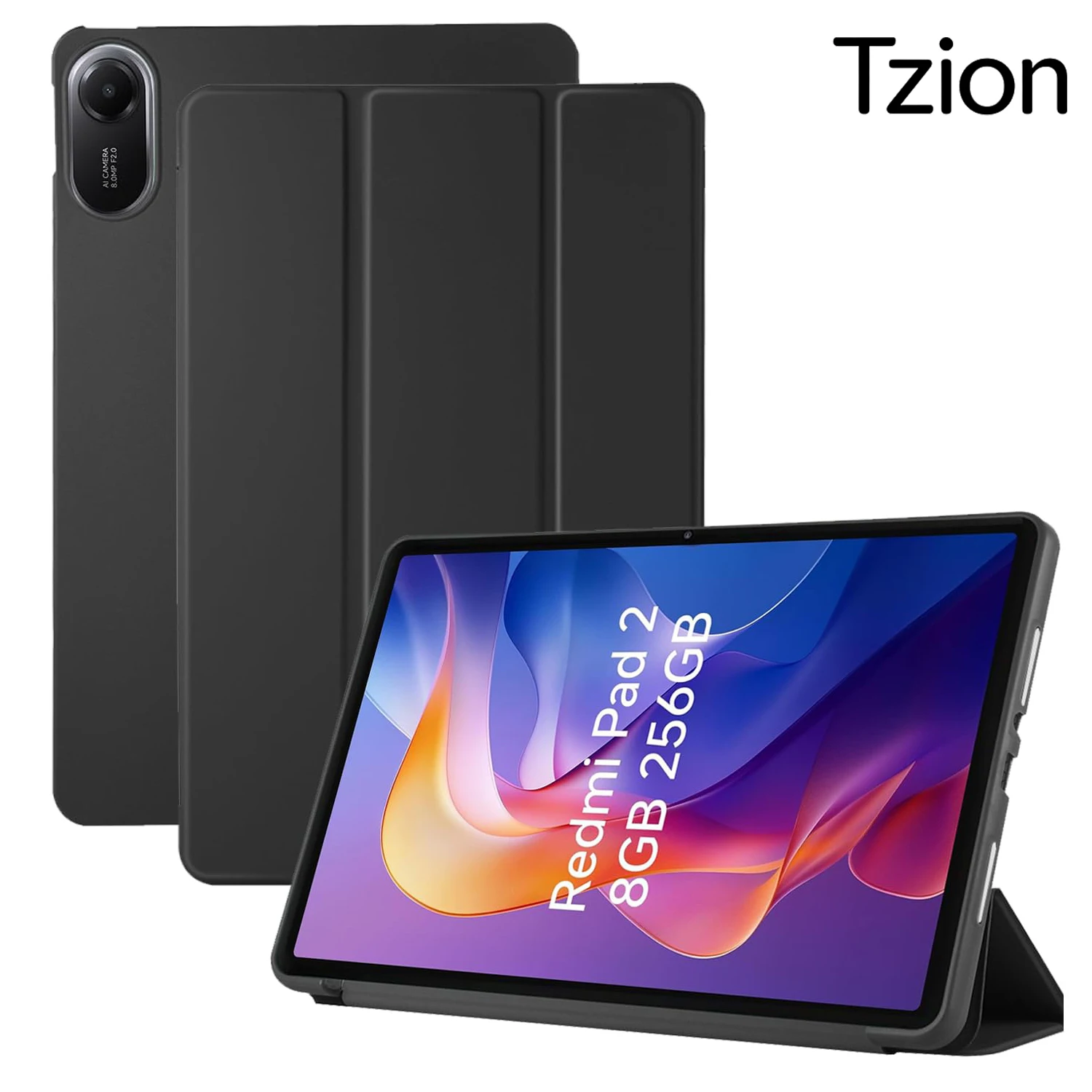 Premium Tri-Fold Magnetic Flip Stand Tablet Case - PU Leather Smart Cover with Soft Silicone Back