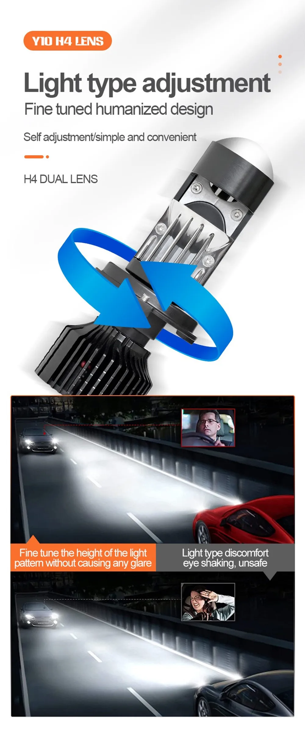 Y10 H4 Led Lamp Mini Projector Car Canbus Led Lens H7 kit Bulb Headlight 6000K 1