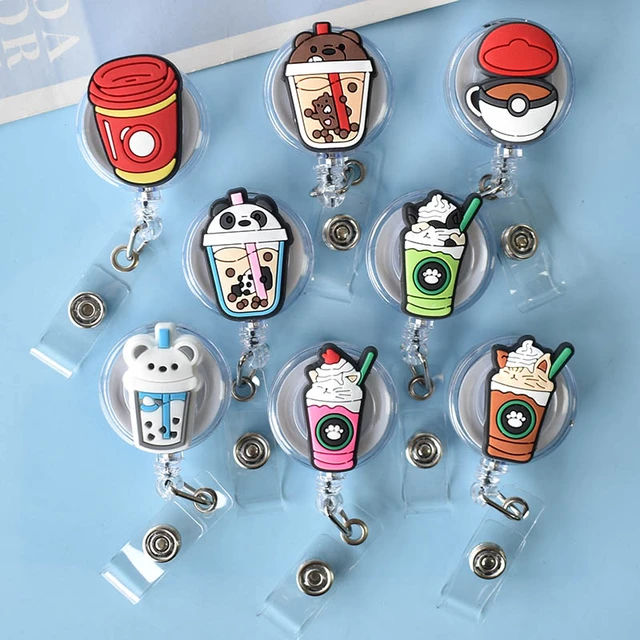 1PCS Retractable Pull Badge Nurse Cute Bubble Milk Tea Badge Reel Clip  Badge Holder Doctor ID Card School Student Office - AliExpress