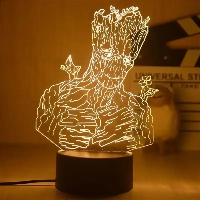 Anime Galaxy Tree Man Baby Groot 3D Led Night Light Avengers Marvel Model Toys Groot Action Figures Bedroom Decor Kids Gifts