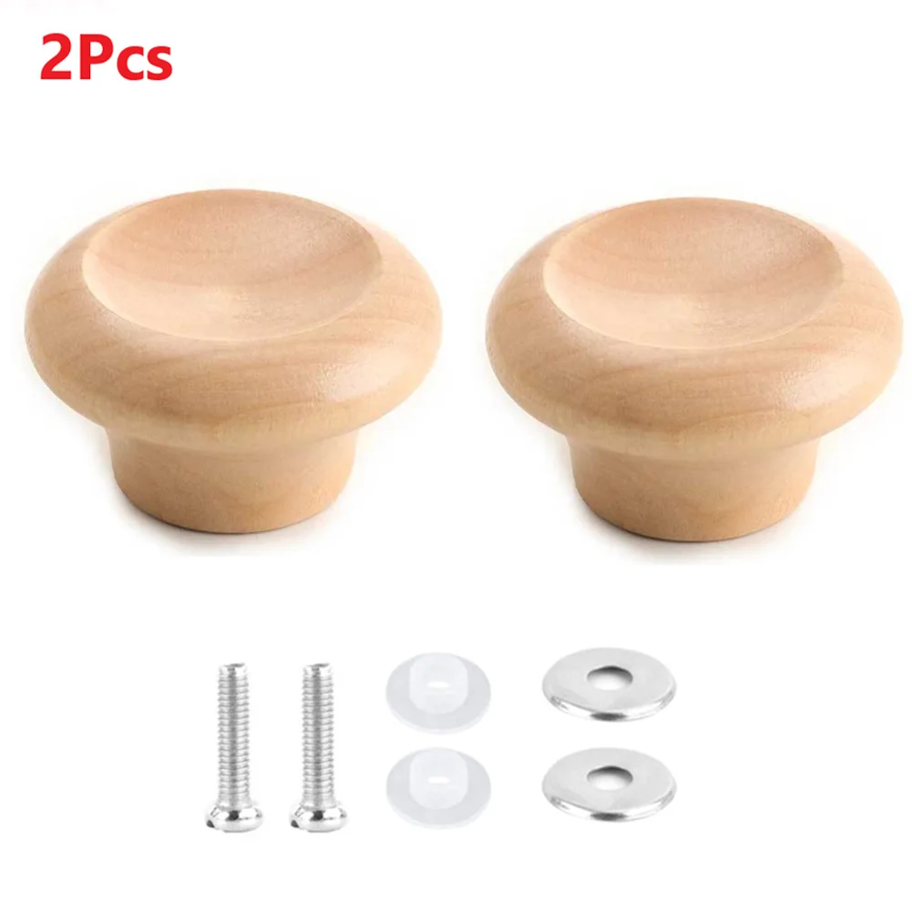 цена 1/2 Set Solid Wood Pot Lid Knob Replacement Pan Cover Wooden Handle Spare Parts Pot Holding Handle Kitchen Cookware Lid