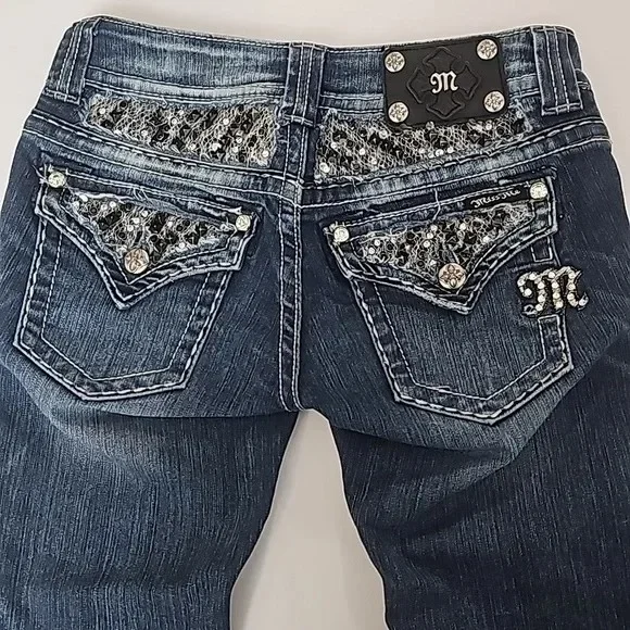 Gothic Womens Diamond Embroidery Jeans Vintage Low Rise Flared Jeans Women Retro Y2k Baggy Denim Pants High Streetwear Trousers 5