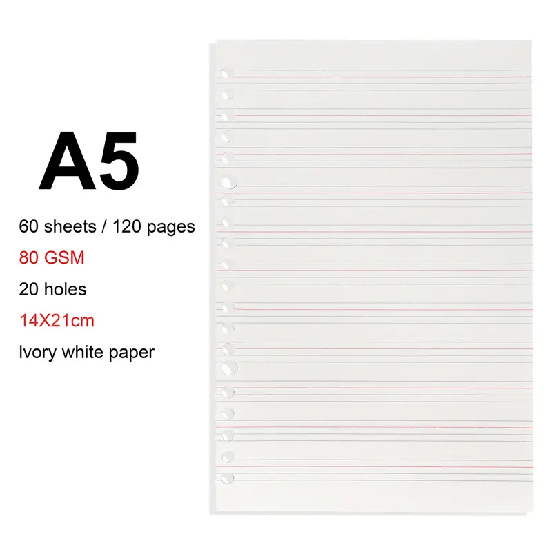 A4/B5/A5 Loose Leaf Refill Binder Notebook Blank/Line/Grid/Cornell Replacable Metal Ring Office&School Supplies Stationery - Image 17