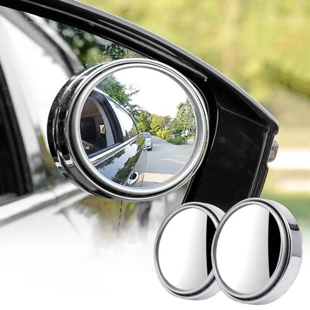 

Glass Frameless Rear View Mirror 360-degree Wide Angle Adjustable Rotation Car Rearview Auxiliary Round Blind Spot Mirror