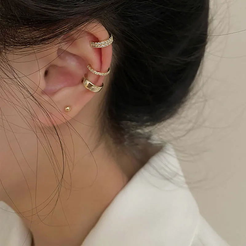 Ear Clip Earrings 2025 New Fashion Gold Color Circle Non-Piercing For Women Man Fake Piercing Ear Cuff Jewelry Set Gift