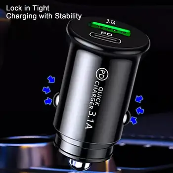 3.1A caricabatterie per auto veloci USB PD tipo C QC 3.0 adattatore di uscita ricarica rapida per 12V 24V auto camion barca RV moto 12V/24V