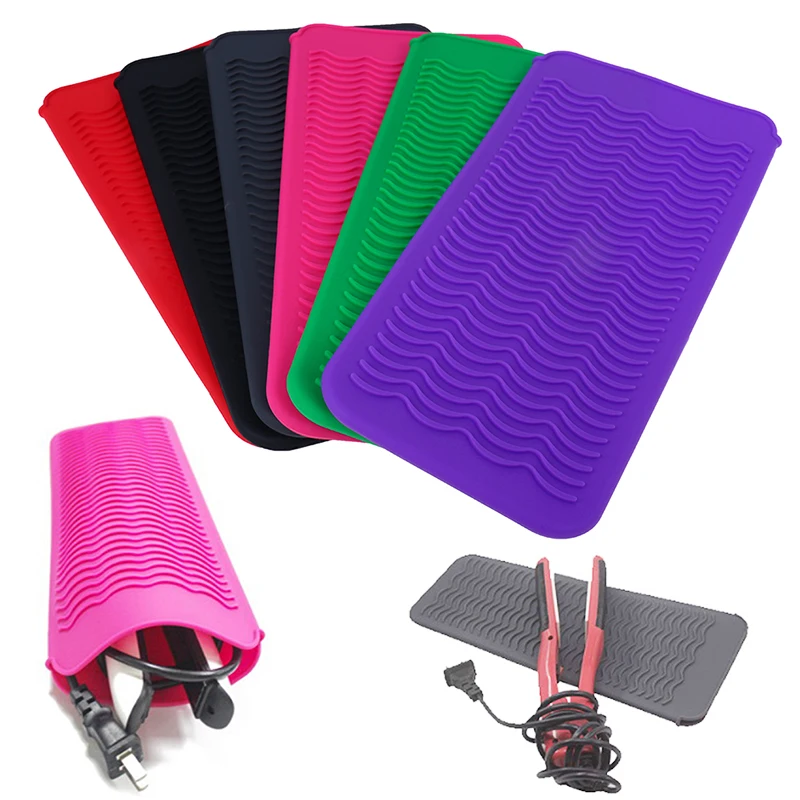 Hair Styling Tool For Curling Iron Hair Straightener Multi-function Non-slip Flat Iron Silicone Heat Resistant Travel Mat Pouch