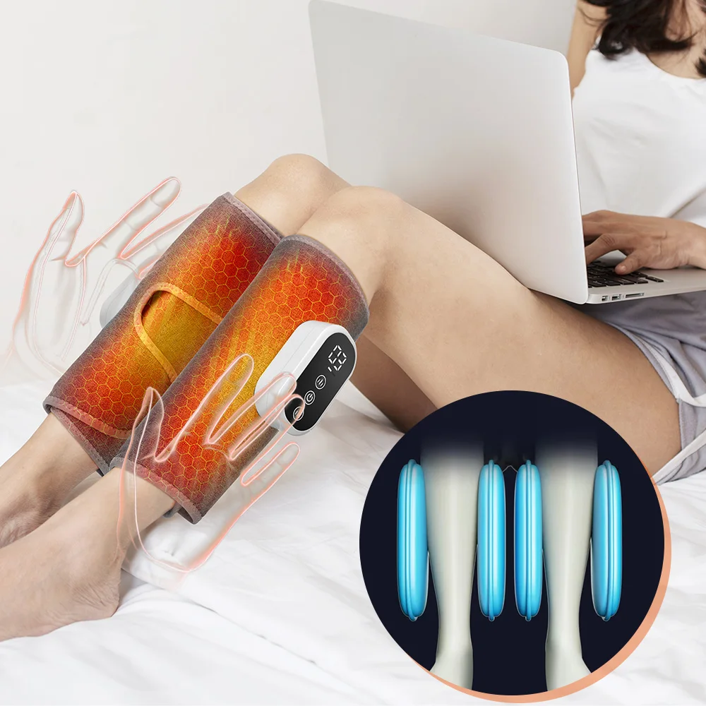 Wireless Smart Leg Massager TypeC Charging 360° Air Pressure Calf Hot Compress Massager 3 Mode Adjustable Relax Foot Calf Muscle