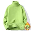 One Body Mink Fleece for Men Plus Fleece Thick Knit Turtleneck Line for Autumn and Winter Warm Loose Base Shirt Harajuku Sweater 5
