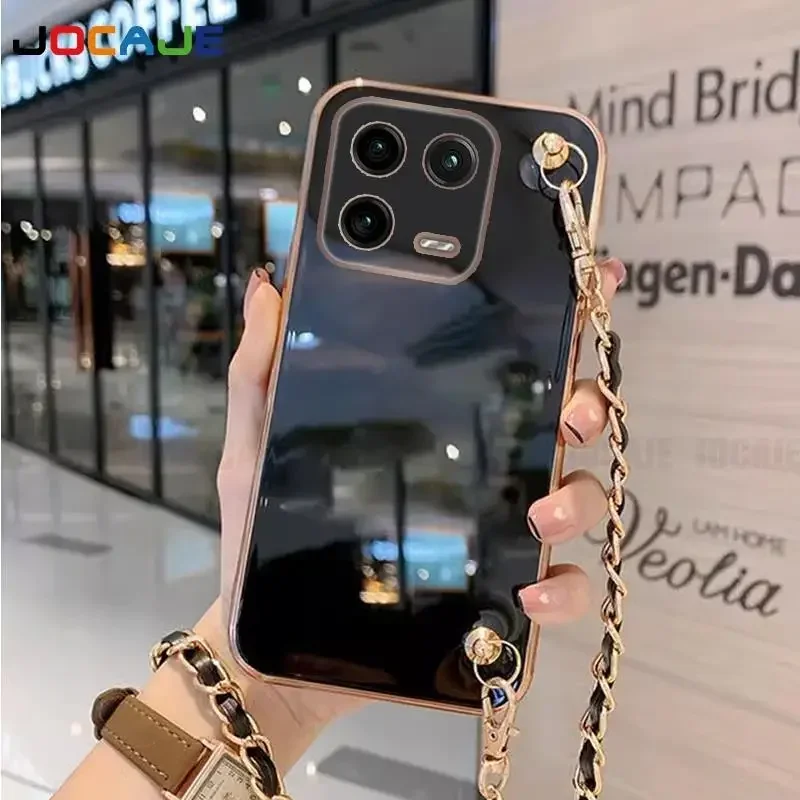 Chain Crossbody Leather Lanyard Bracelet Strap Plating Shockproof Soft Cover