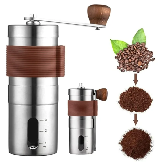 Manual Coffee Grinder Hand Crank Adjustable Ceramic Burr - Portable 6.3" Premium Conical Burr Mill for Home Office Camping 1