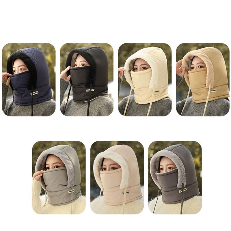 Unisex Down Cotton Women Men Balaclava Winter Hat Beanies Warmer Windproof Full Face Mask Caps Outdoor Bonnets Thickened Scarves