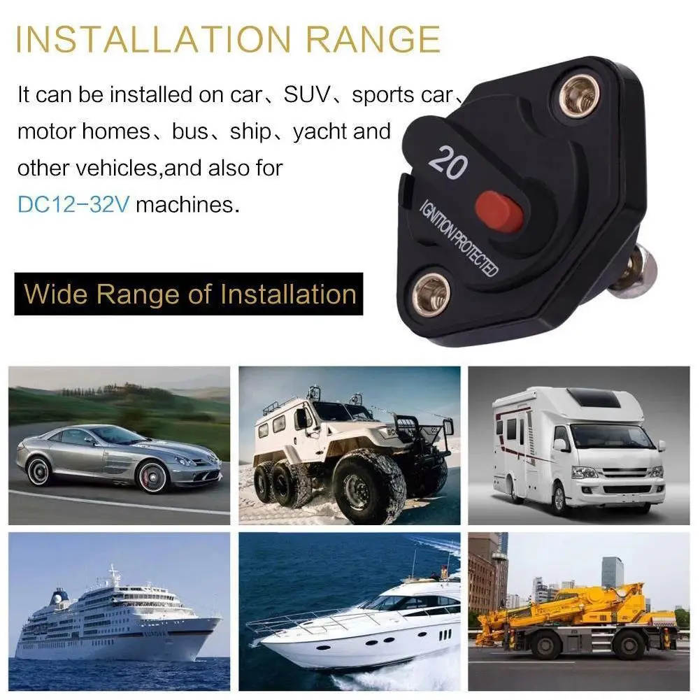 

12 В-32 В постоянного тока 10A/15A/20A/30A/40A/50A Кнопка цепи RV Motorhome с сбросом инвертора электрическая система для кемпера ручной выключатель Fu D4D4