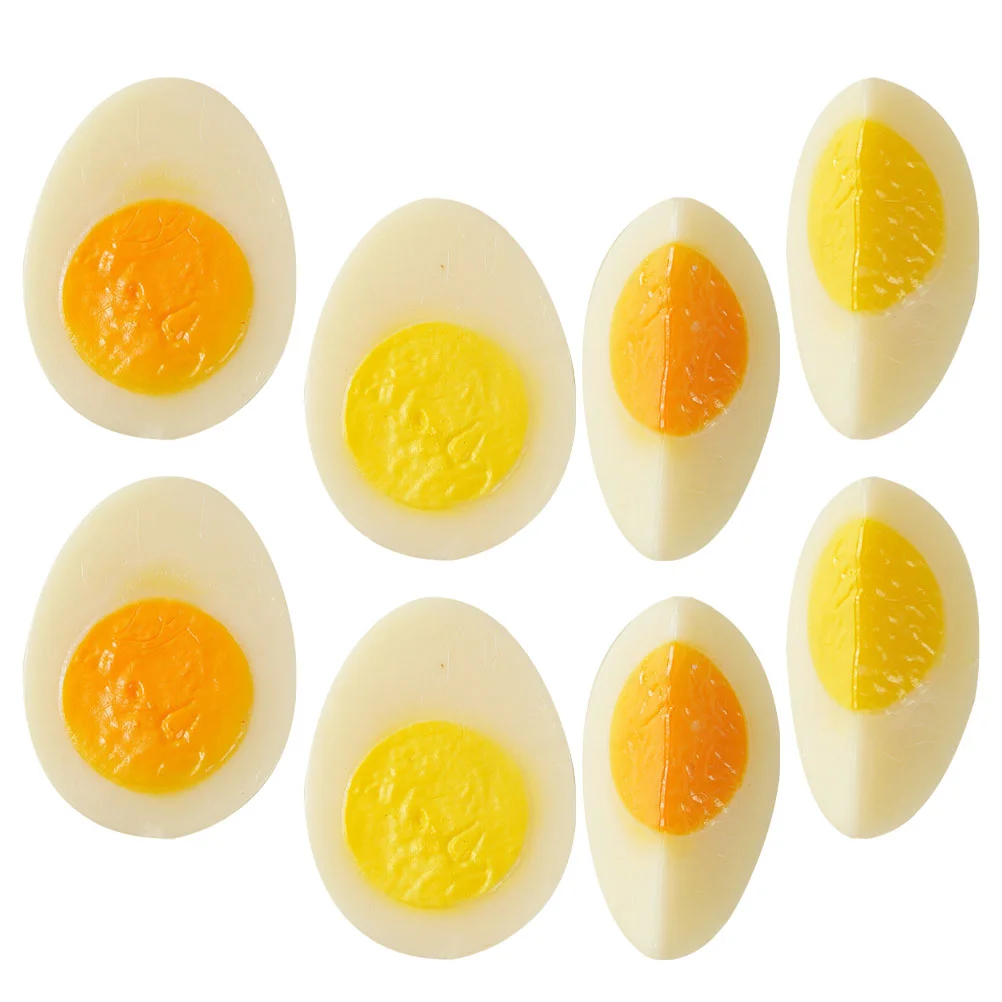 

8Pcs Fake Eggs Novelty Artificial Food Models Sliced Egg Photography Props