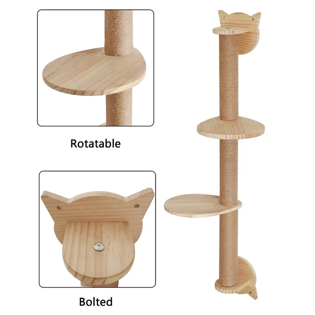 Cat Tree With Scratching Posts 2 Perches Platforms Wall Mounted Sisal Scratcher Hammock For Cats Kittens Climb Play Rest 5