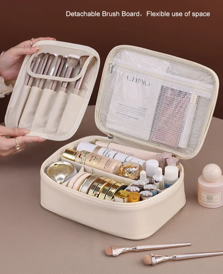 Women's Cosmetic Bag Makeup Bag Double Layer Large Capacity Luxury Cosmetics Organizer Travel Essentials Women's Cosmetic Bag - 4
