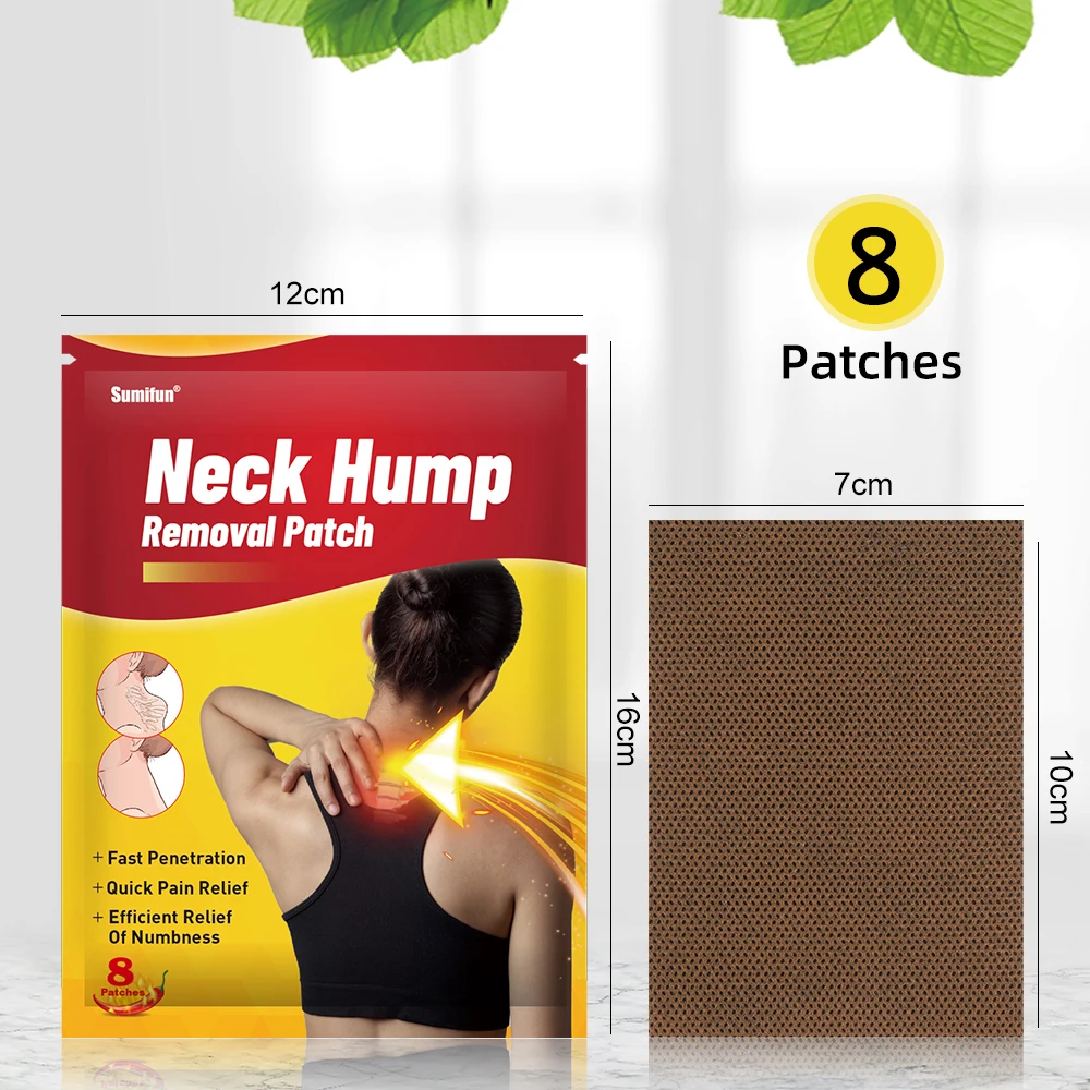 Sumifun Neck Hump Removal Plaster Dowager Hump Drain Patch Posture Corrector Massage Muscle Relax Medical Health Sticker 8pc/bag pain relief patch