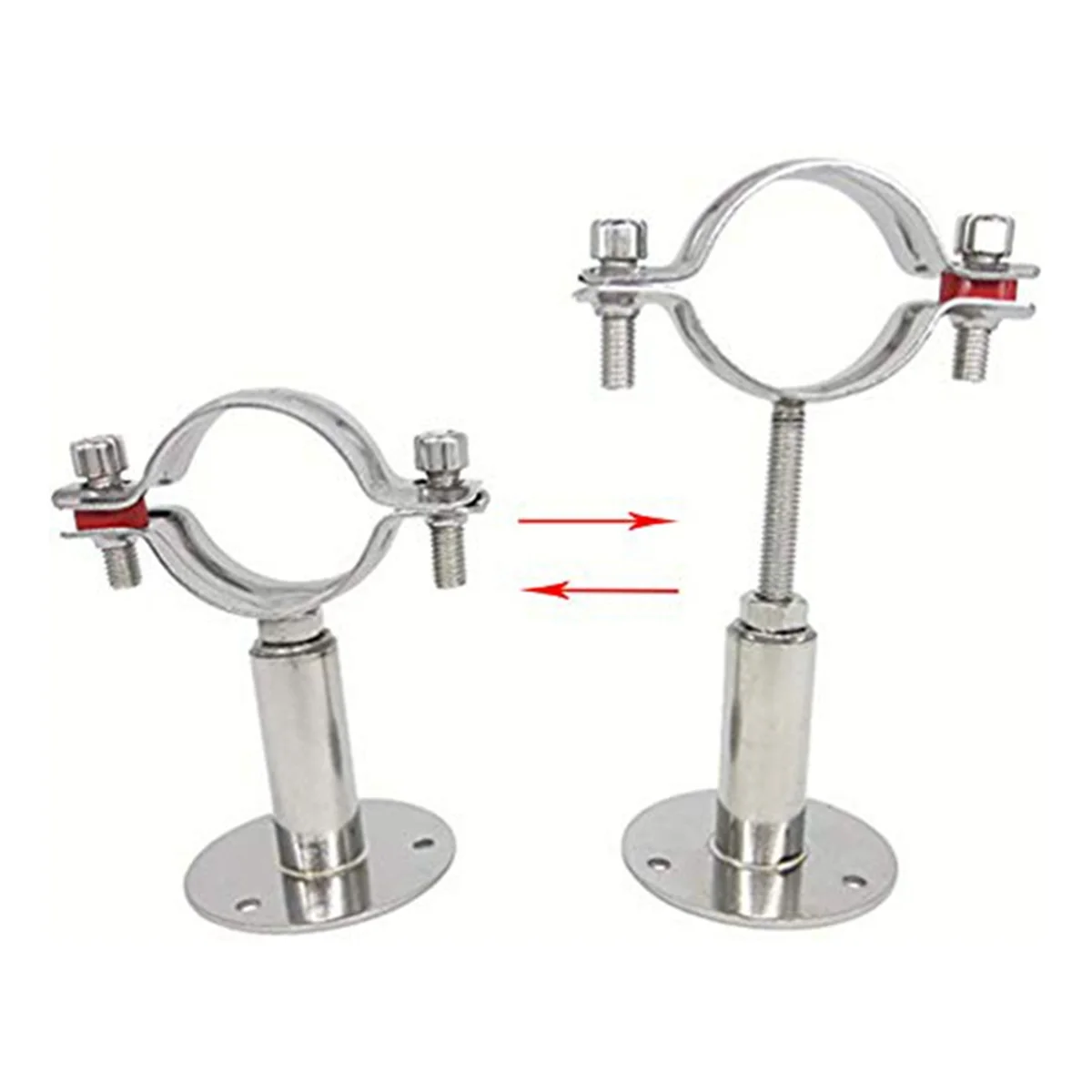 Adjustable Stainless Steel Pipe Supports, Fit for 1 Inch Diameter Pipe, Wall/Ceiling Mount Clamp Bracket Kit, 2PCS