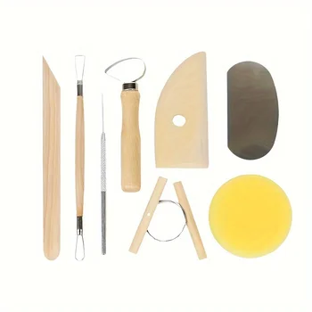 8 pièces/ensemble outils en argile bricolage outils de moulage de céramique couteau à bois ensemble d'outils de poterie Kits de sculpture en argile sculpture outils en céramique pratiques 1