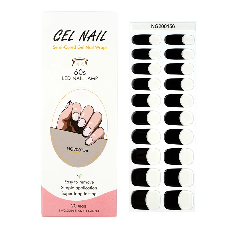 Premium Semi-Cured Nail Wraps Set - Waterproof, Long-Lasting Gel Nail Stickers