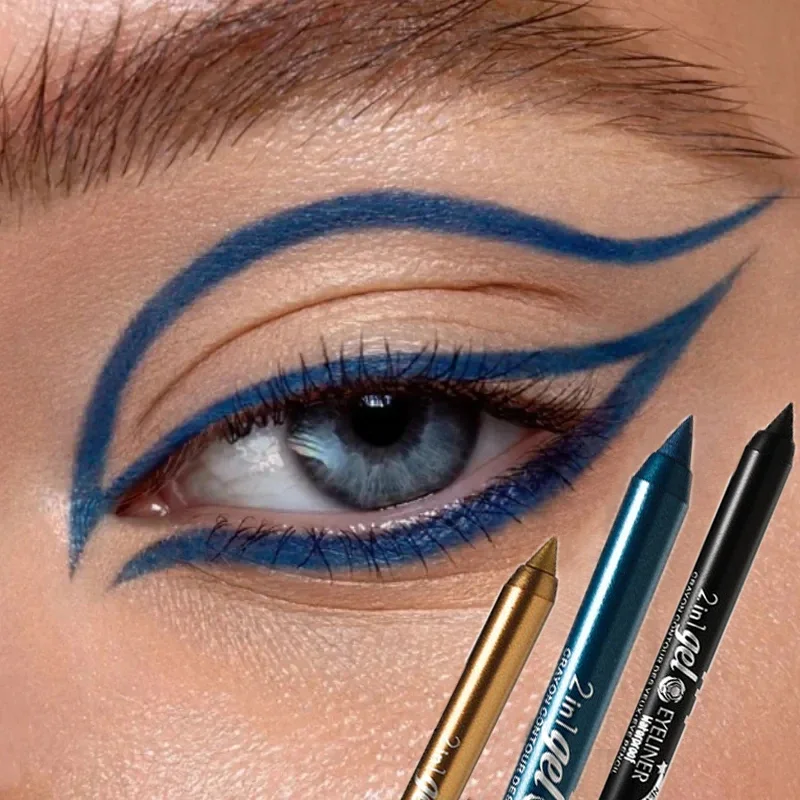 7 kolorów wodoodporny 2 w 1 Eyeliner Lipliner ołówek niebieski biały czarny Eyeliner żel długopis łatwy do noszenia trwały makijaż oczu kosmetyczny