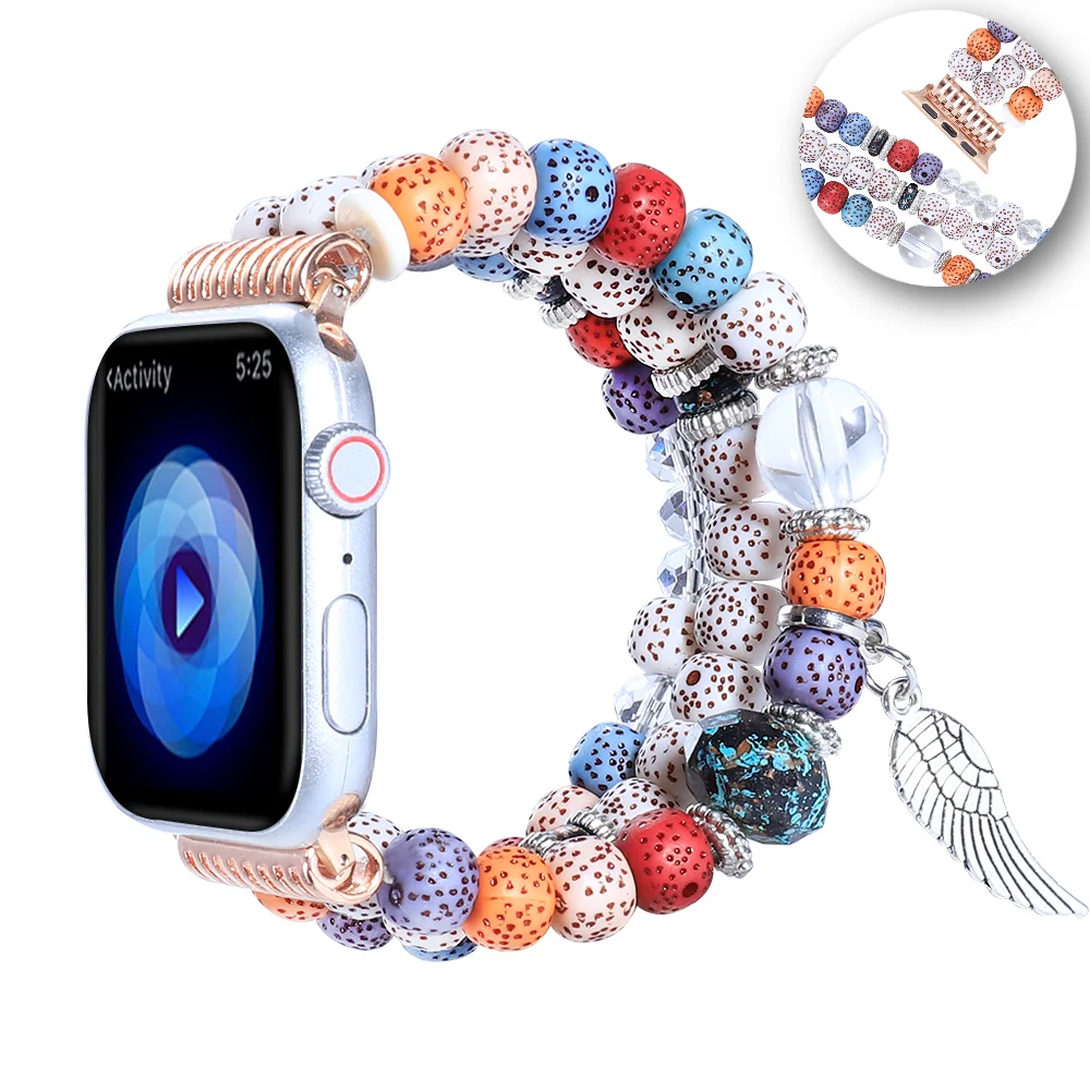 

Модная бижутерия, ремешок для Apple Watch 45 мм 41 мм 44 мм 40 мм 42 мм 38 мм, женский эластичный браслет для iWatch 8 7 6 5 4SE