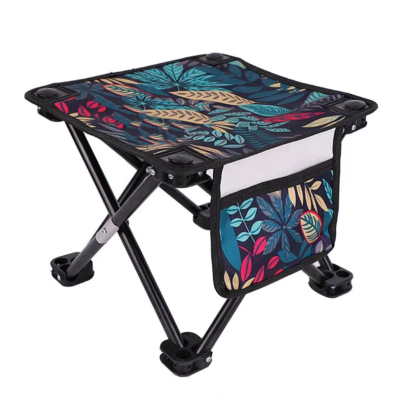 Folding Stool with Side Pocket Fold Up Chairs Portable Collapsible with Storage Bag for Outdoor Camping Walking Hiking Fishing