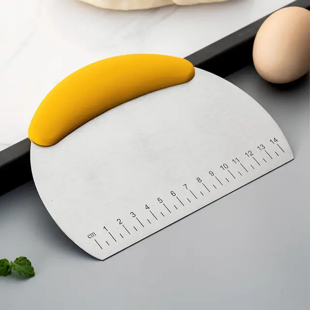 Coupe-pâtisserie en acier inoxydable, grattoir à farine, échelle de hachoir, pâte à Pizza, coupe-pain, accessoires de cuisson, outil de cuisine 1/4 pièces 5