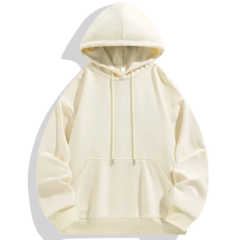 Hooded Men's 2023 Autumn and Winter Pullover Patchwork Drawstring Pockets Solid Color Hoodie Long Sleeved Casual Versatile Tops