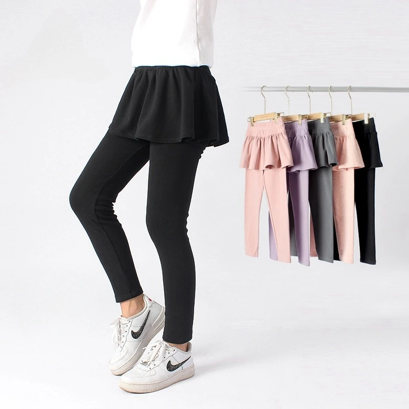 Girls School Uniform Pants Ruffle Warm Skirt Leggings Toddler Girl Stretchy Cotton Pantskirt Children Pants Tights Kids Clothes