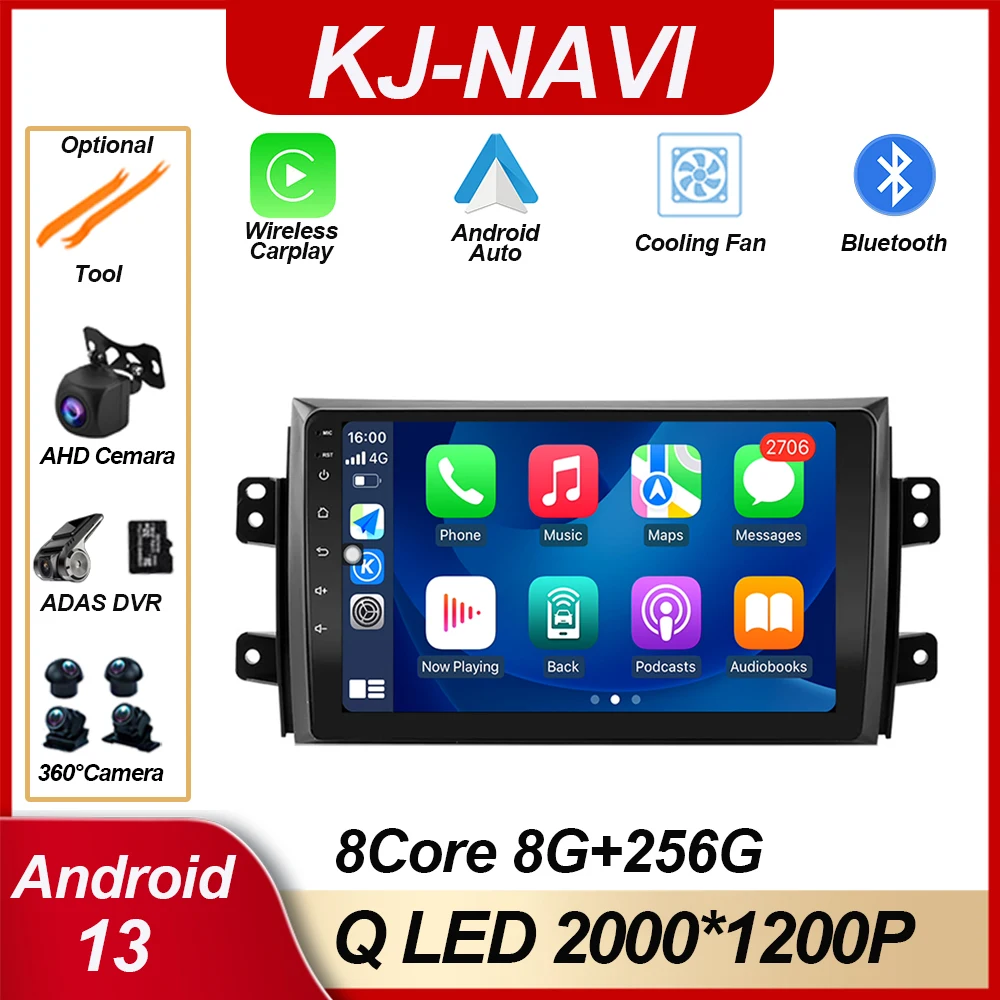 

Android 13 For Suzuki SX4 2006-2013 9" Internet Carplay Wifi Vehicle Camera Car Multimedia Player Parking Sensor GPS Bluetooth