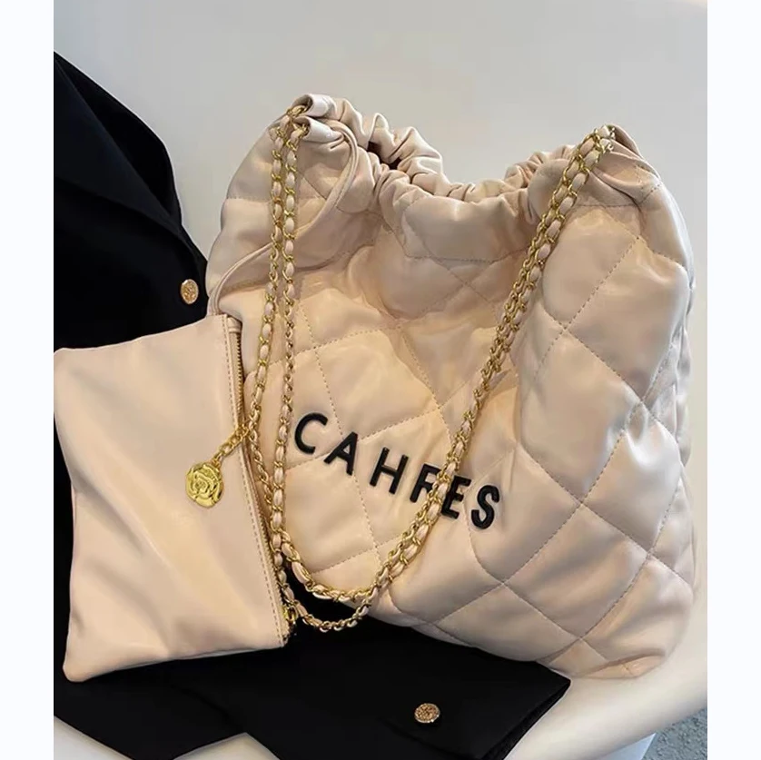 Large Capacity Luxury Designer Handbag High Quality Tote Bag for Women Soft Leather Chain Shoulder Bags Female Vintage Purse