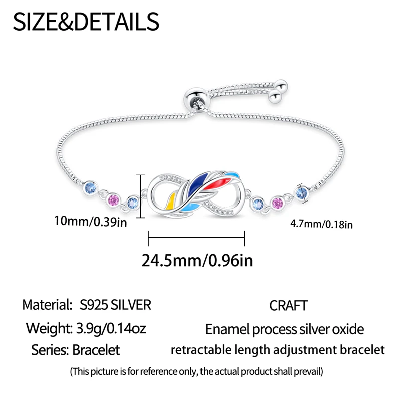 Silver Bracelet Bracelet Silver 925 Adjustable Fantasy Lucky Symbol Pink Flower Zircon