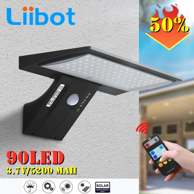 Outdoor Solar Light USB Charging Powerful Spotlight with Motion Sensor IP65 Waterproof 92LED Sun Wall Light For Garage Corridor