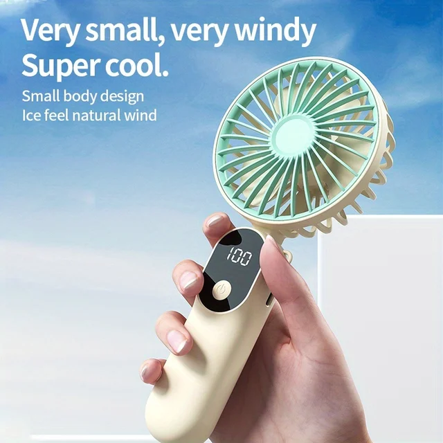 Mini Portable USB Fan with 6 Speeds and Digital Display Foldable 3-in-1 Handheld Neck and Desktop Fan for Traveland Outdoor 5