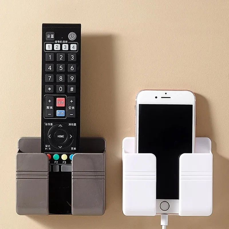 Phone Holder Multifunction Smartphone Holder Wall Mounted Organizer Storage Box Wall Remote Control Charger Dock Stand Organizer Bracket