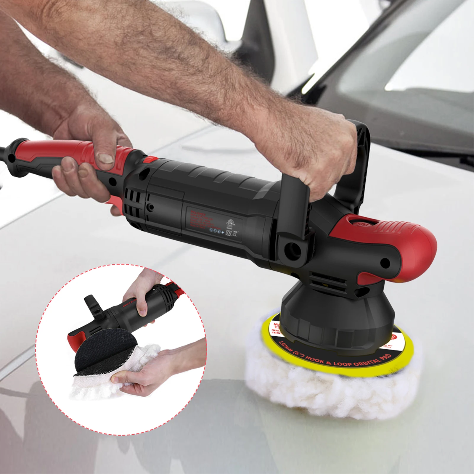 1200W Car Buffer Polisher Waxer 1200W 6 Variable Speed 600-4000RPM U-shaped  Handle Perfect for Boat Car Polishing and Waxing - AliExpress