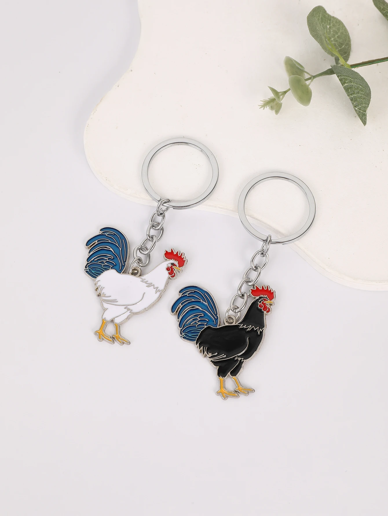 キーホルダー・キーリング Chinese New Year Rooster Keychain Bling Rooster Keychains Glitter Rhinestone Pendant Keychain