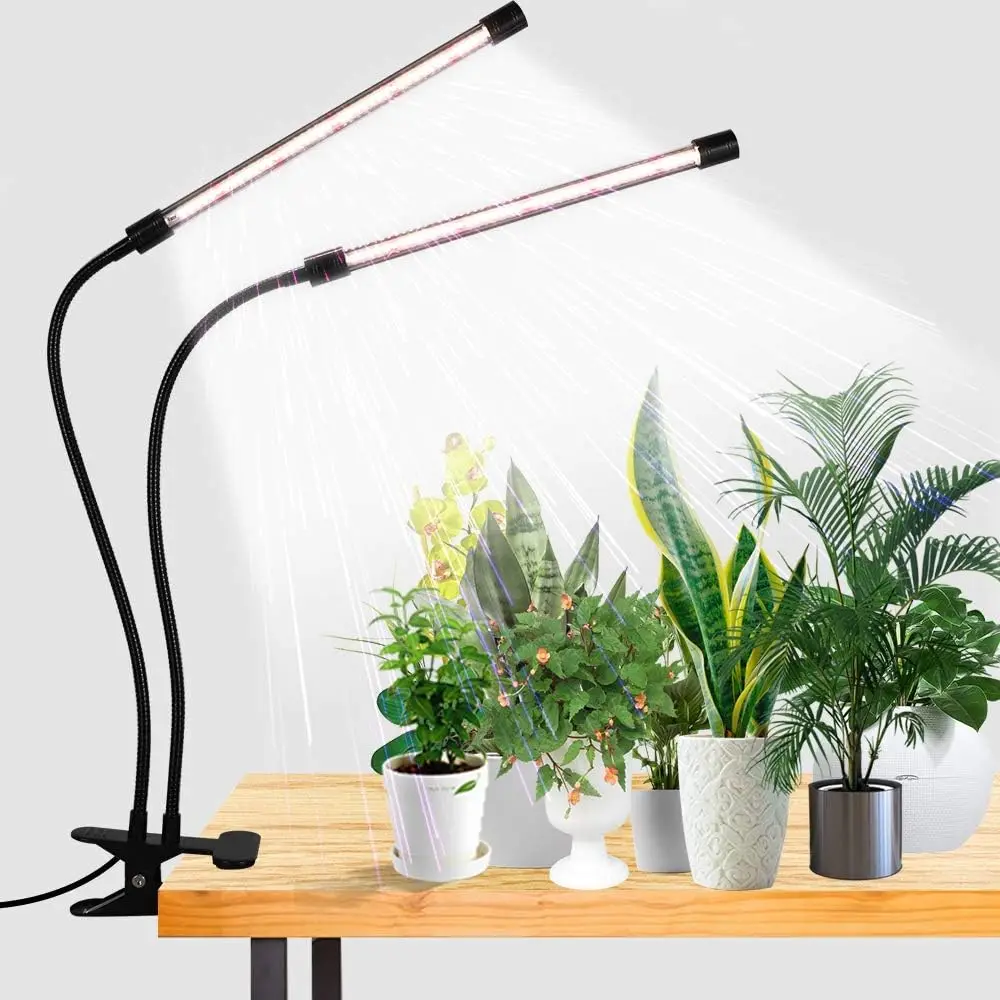GooingTop LED Growth Light,6000K Full Spectrum Clip Plant ,White/Red, Suitable for Indoor Plants,5 Dimmable,4 8 12 Time Setting