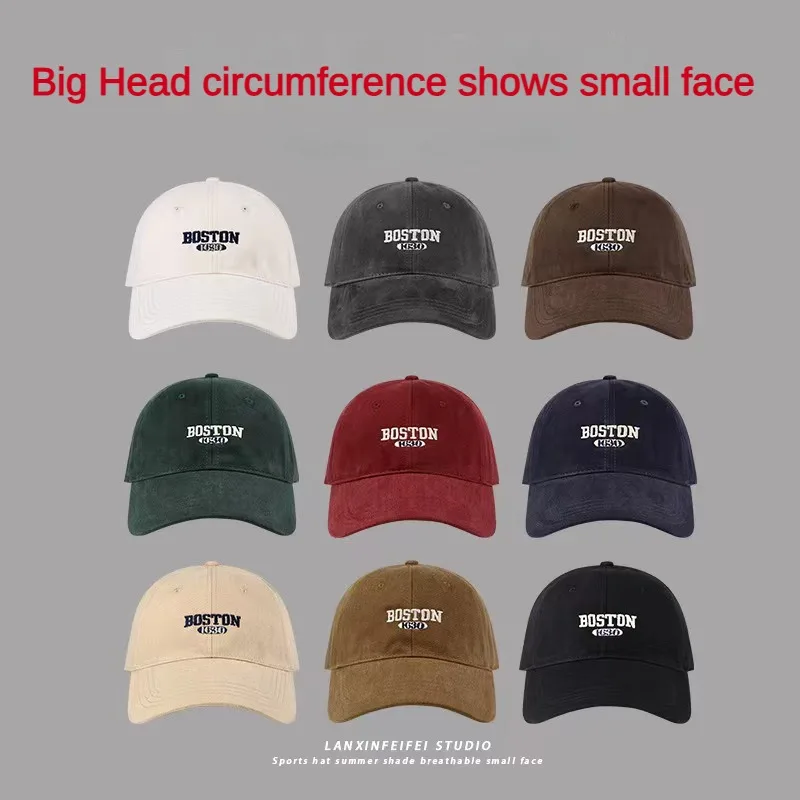 BOSTON 1630 Large size62cm Ins Embroidered Peaked Cap Korean Style Versatile Curved Brim Trendy Men's Spring Autumn Baseball Cap 6