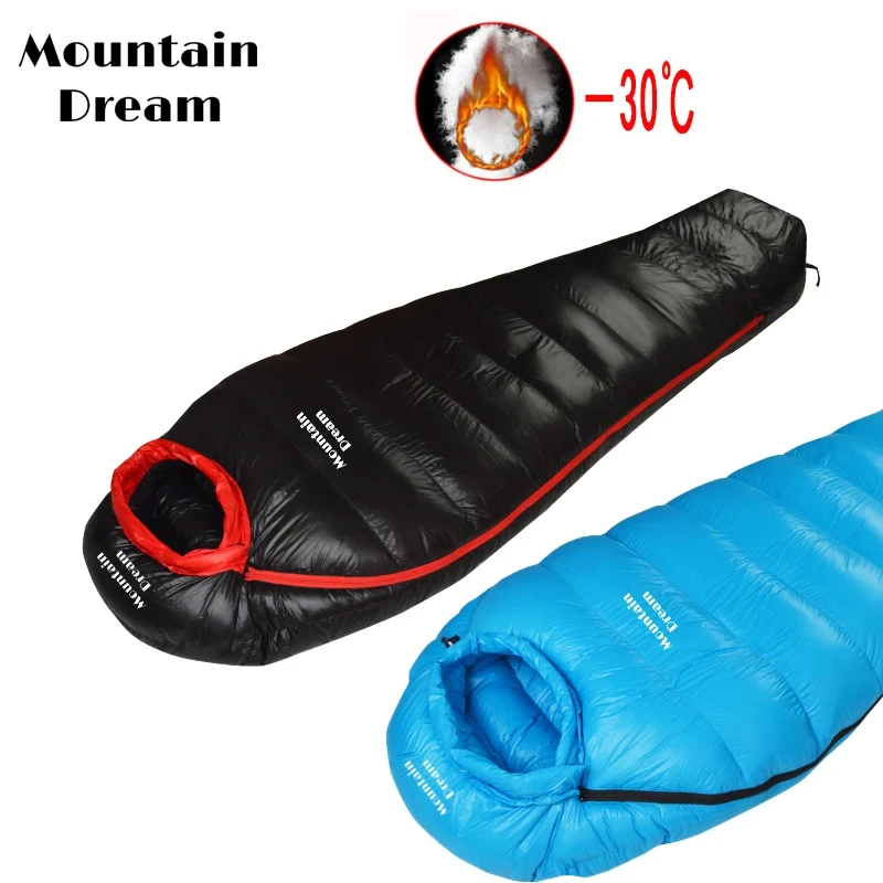 

1500g 2000g 2500g Mummy Winter Sleeping Bag Very Warm White Goose Down Filling Can Be Used At -30℃ For Winter Camping Trips
