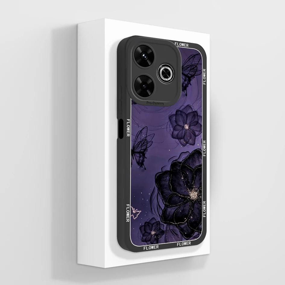 Aesthetic Durable Shockproof Silicone Phone Case with Pretty Flower Design