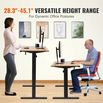 Vevor Elektrischer – Höhenverstellbarer Schreibtisch mit Doppelschutzsystem, Hohe Tragfähigkeit für Home Office