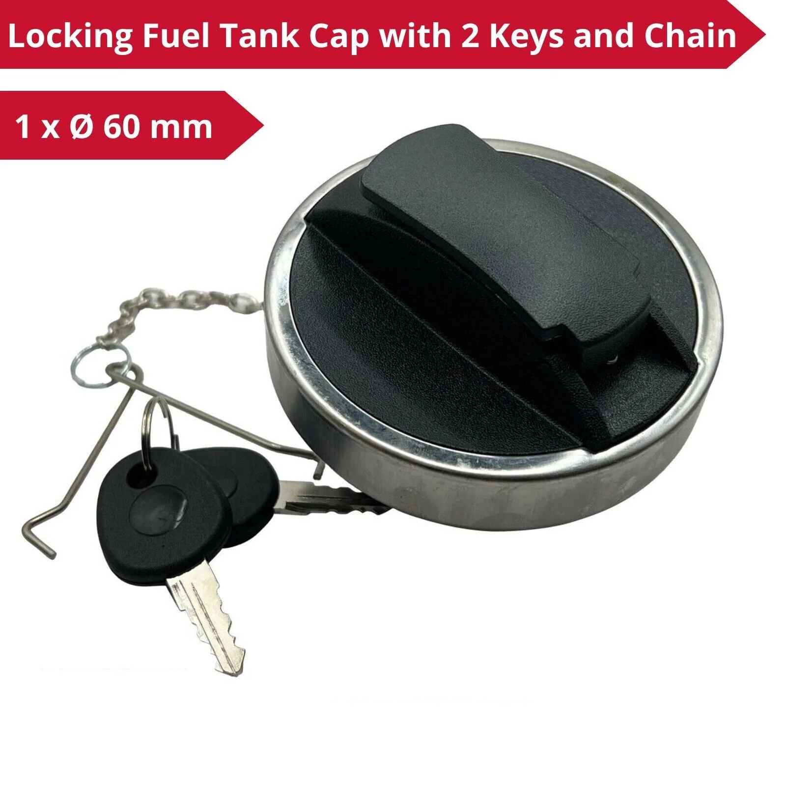 

Black 60mm Truck Fuel Tank Locking Cap With 2 Keys And Chain For DAF MAN VOLVO SCANIA Trucks