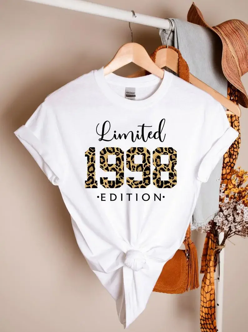 

Limited Edition 1998 Shirt 25rd Birthday Gift Women 100% Cotton O Neck Fashion Print goth shirt Casual Short Sleeve Female Tops