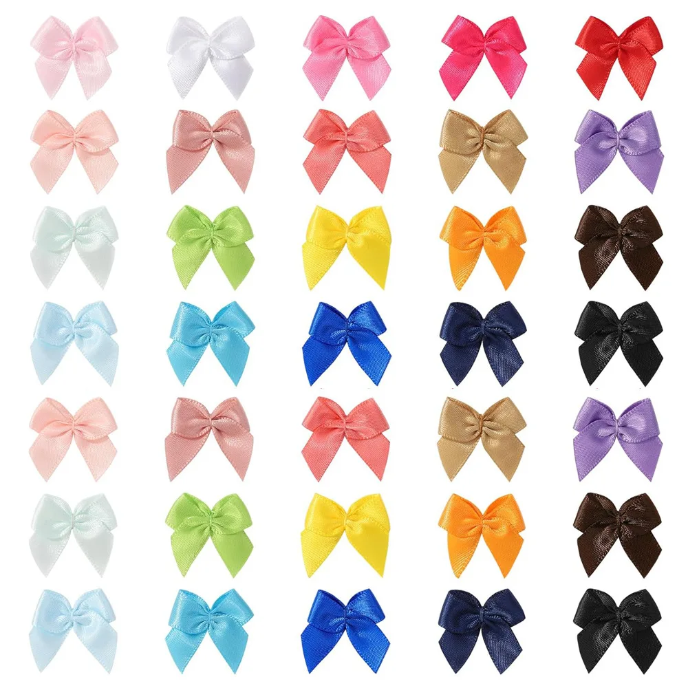Mini Satin Ribbon Bow Polyester Ribbon Bow DIY Sewing Crafts Wedding Decoration Hairpin Garment Accesso 100Pcs/Lot