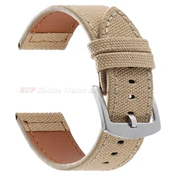 Green Nylon Sailcloth Watch Band with Quick Release and Waterproof Features - 22mm (Beige)