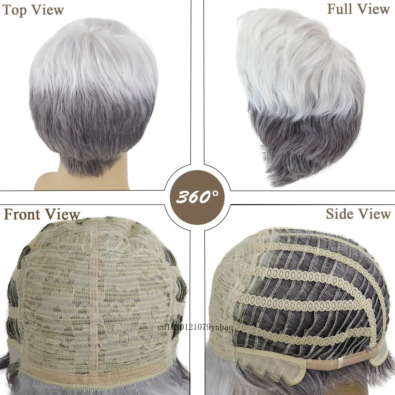 Blanche Wigs for Old Men Synthetic Short Haircuts White Mix Grey Wig with Beard Moustache Cosplay Costume Elderly Grandpa Wig