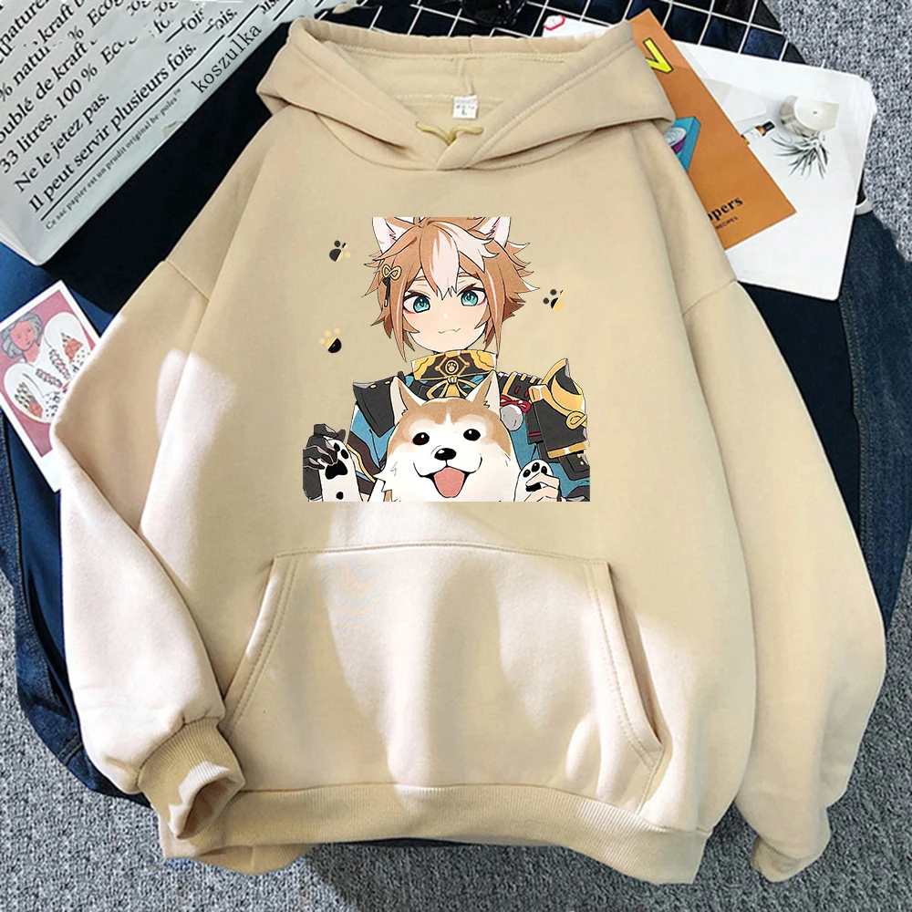 

Худи NewWomen Gorou с капюшоном Harajuku Graphic Genshin, худи, костюм для косплея, Мультяшные пуловеры унисекс, толстовки Genshin с капюшоном